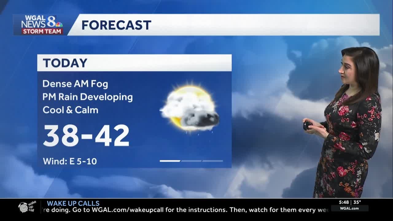 Dense morning fog, rain returns this evening in south-central Pennsylvania