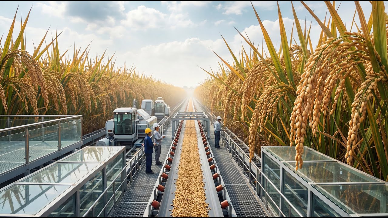 Inside the Rice Noodle Mega-Factory – From Grain to Dried Bun & Pho (Mass Production Line)