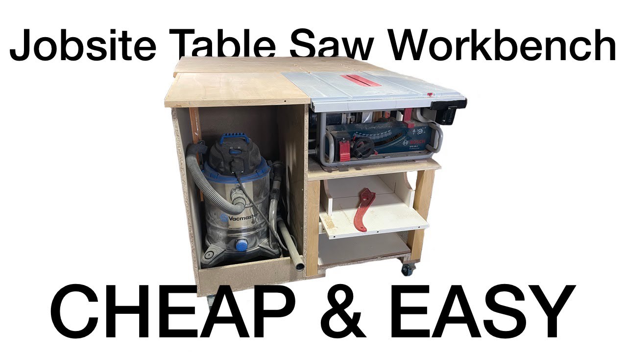 How to build a cheap, simple, sturdy jobsite table saw stand // BOSCH GTS10J