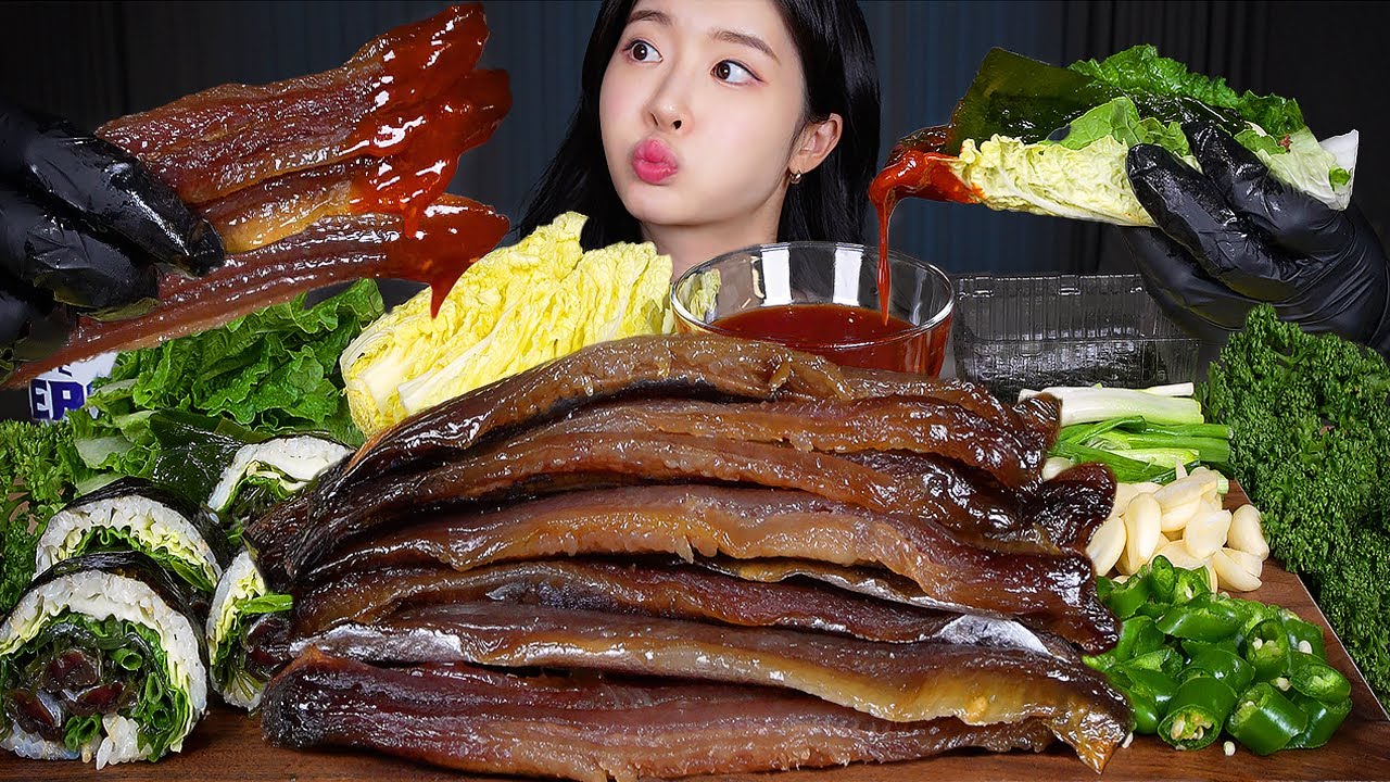 ASMR MUKBANG | Пробуем корейский зимний квамеги 🐟 Уникальная полусушёная рыба с кимбапом