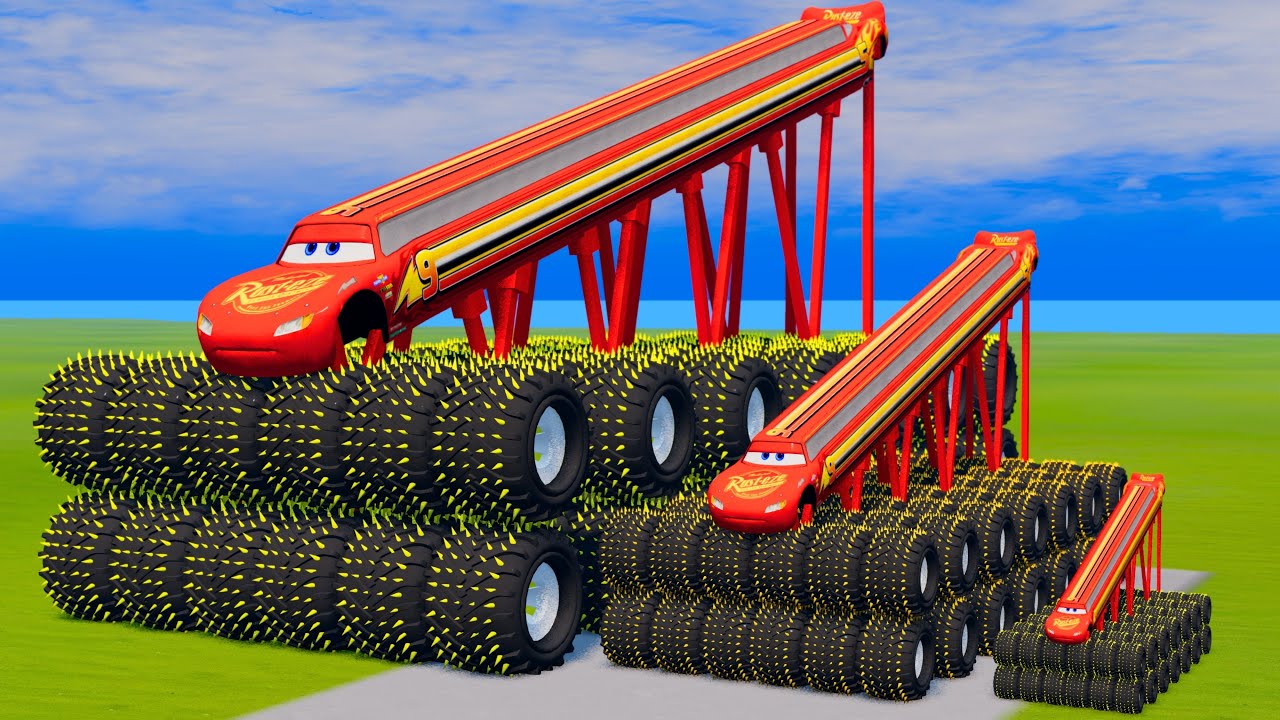 Big & Small McQueen Multi Wheels VS Train | BeamNG.drive
