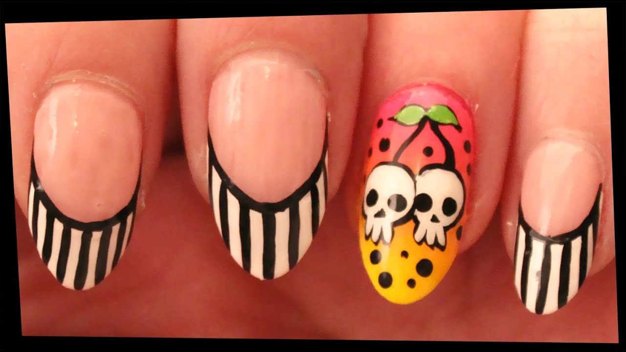 Cherry Skulls nail art