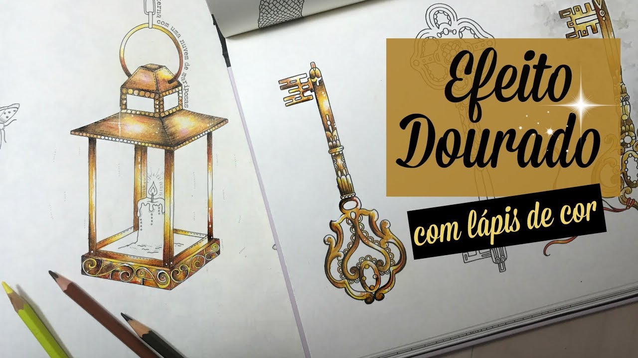 Efeito dourado com lápis de cor | Golden effect with colored pencil