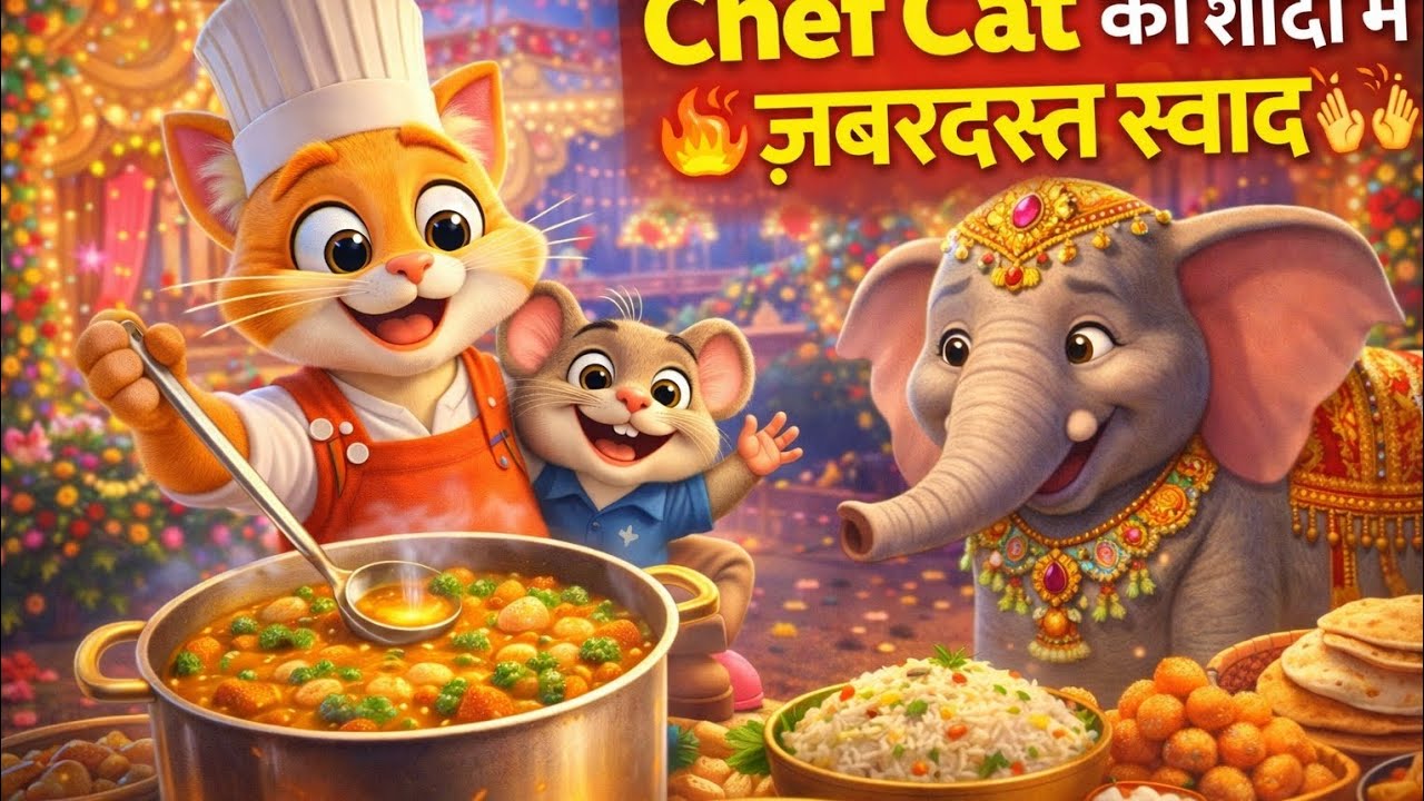 Chef Cat Cooks for Elephant Wedding 😂🐘🍳 | Funny AI 3D Cartoon Story