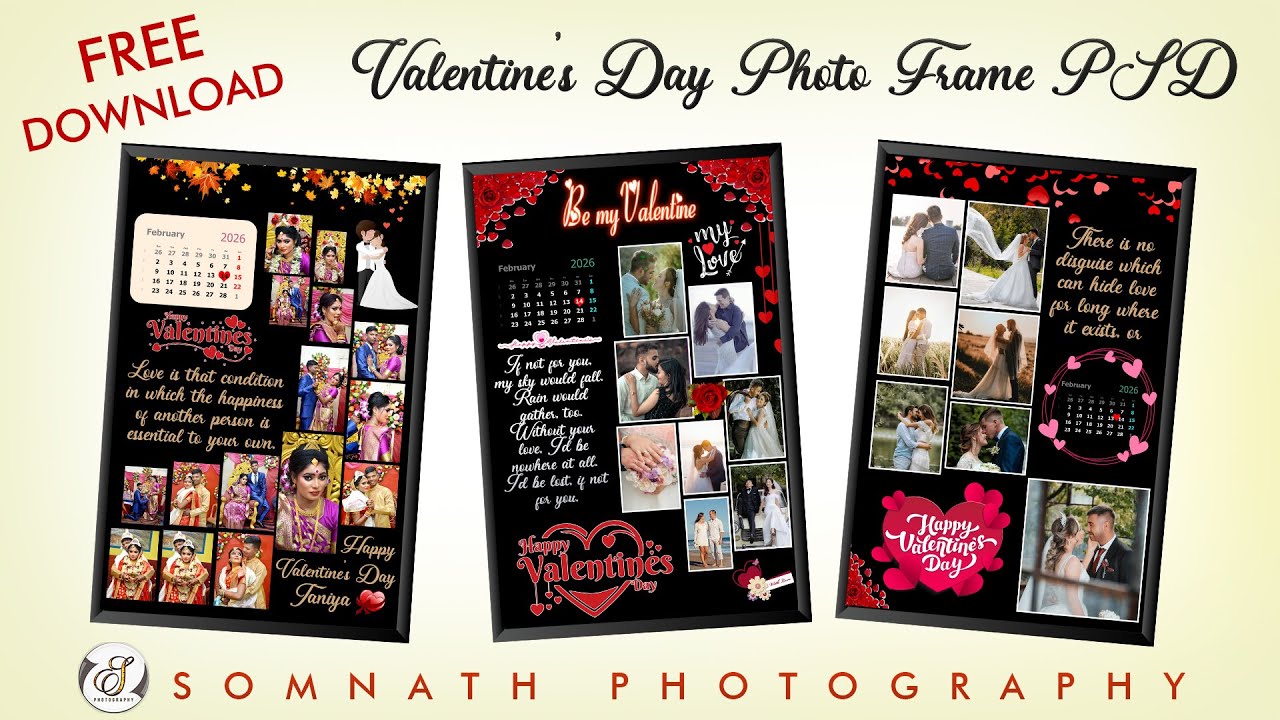 Valentine’s Day Customize Collage Photo Frame PSD Free Download | ভ্যালেন্টাইন কোলাজ ফটো ফ্রেম PSD