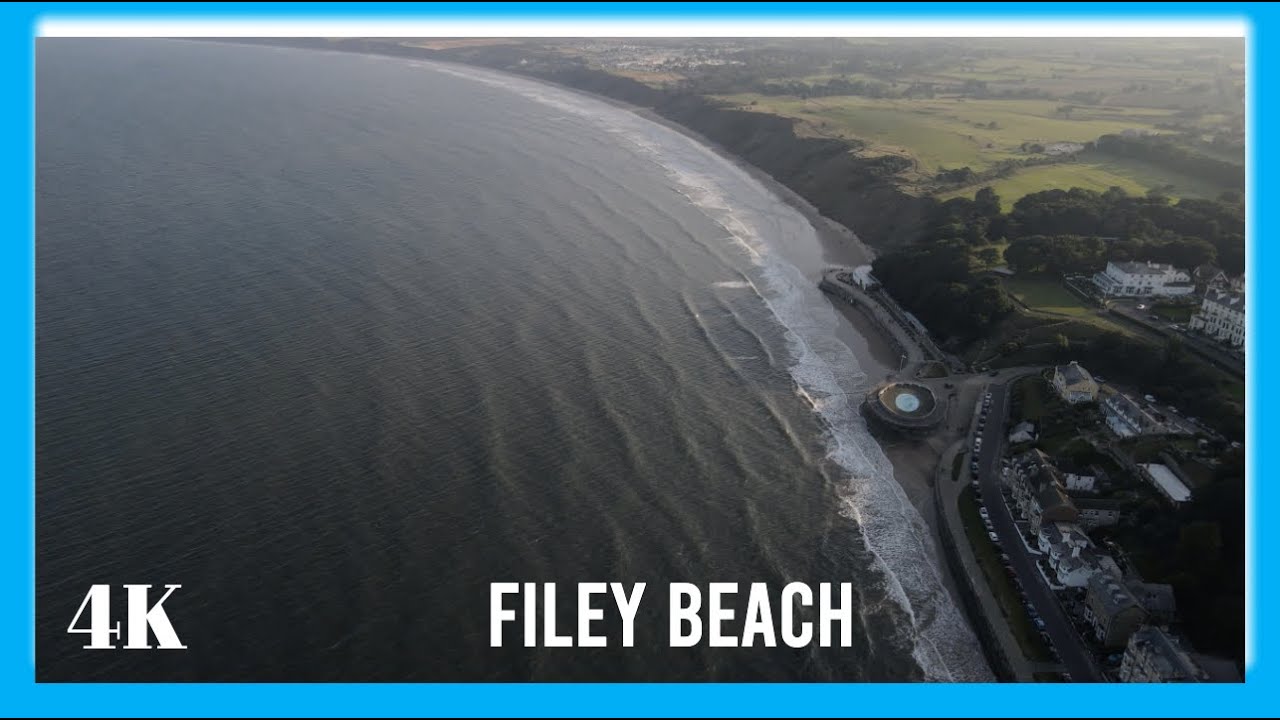Filey Beach,North Yorkshire.Drone footage.