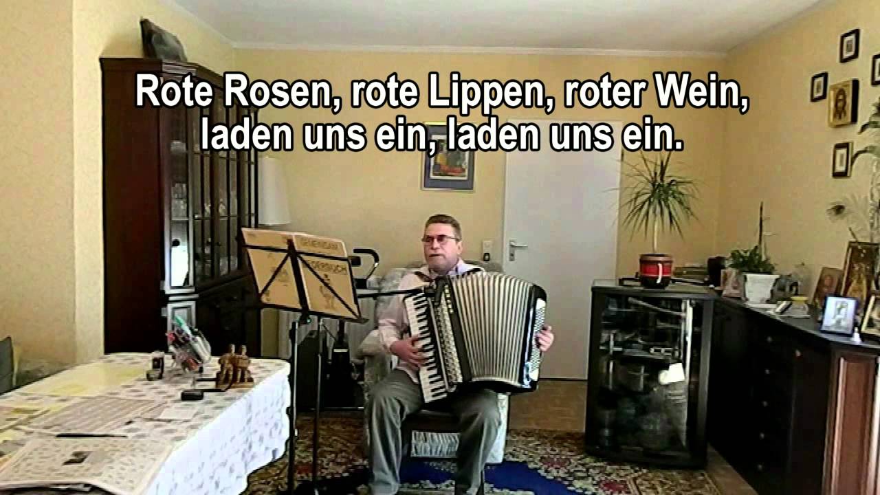 Rote Rosen, rote Lippen, roter Wein ohne Vokal mit Text zum Mitsingen