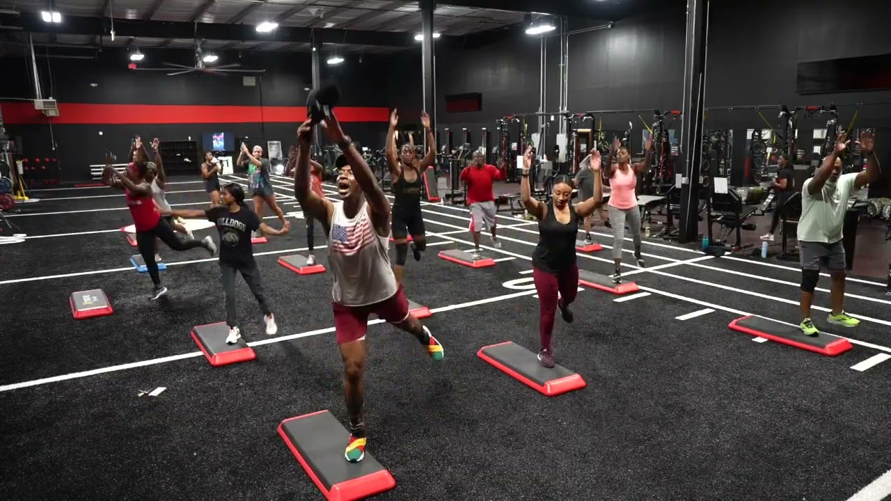 This is what your Friday night can look like! Join us for an Xtreme Step hip-hop class!