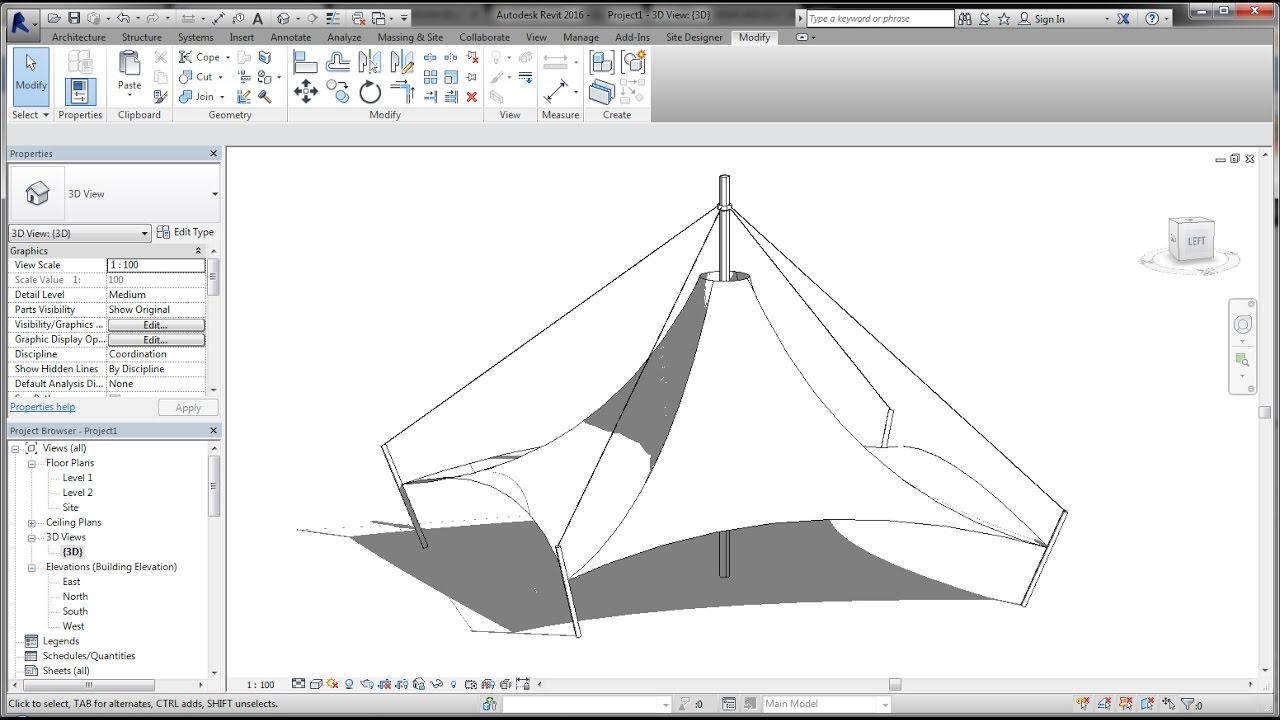 BIM - Revit Adaptive Component 04A Моделирование натяжной тканевой конструкции l Canopy