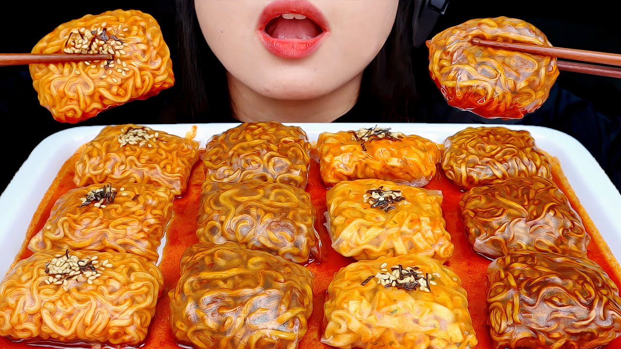 ASMR MUKBANG SPICY FIRE NOODLE WRAPS 🔥 SAMYANG BULDAK, CHEESY CARBONARA, CHAPAGURI, SAMYANG JJAJANG