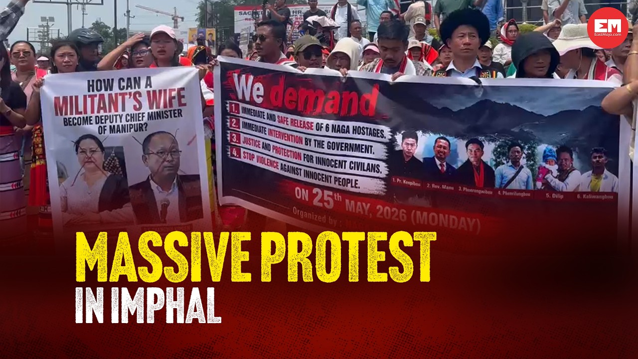 Manipur: Setki os&oacute;b protestuje w Imphal, domagając się natychmiastowego uwolnienia 6 zaginionych ...