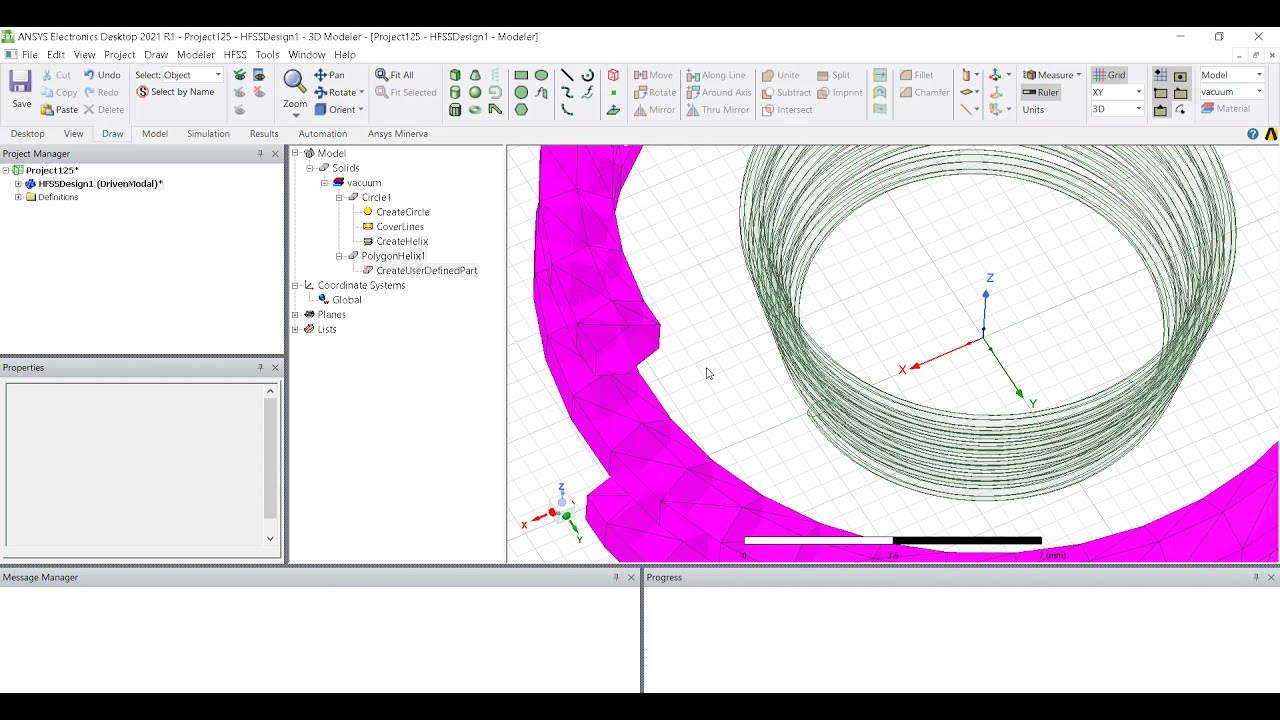 Create Helix Creation in Ansys HFSS