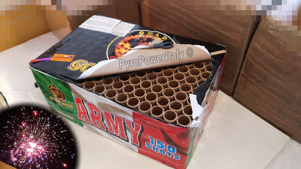 Mega spettacolo di Fuochi d'artificio Capodanno! Batteria Prof. Gold Dragon 150 Colpi / Calibro 30mm