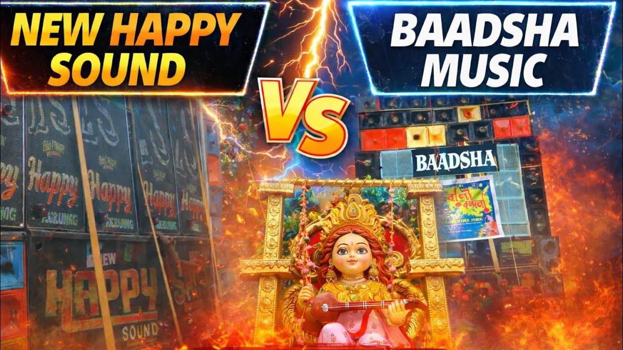 New happy sound vs baadsha music face to face compilation in saraswati puja @justin_raju_vlogs