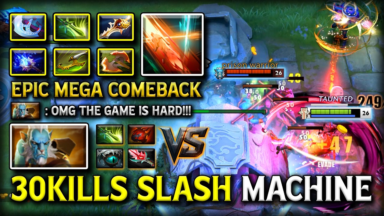 EPIC 30KILLS SLASH MACHINE Juggernaut | Max Slotted Builds 100% EZ Megacreep Comeback DotA 2
