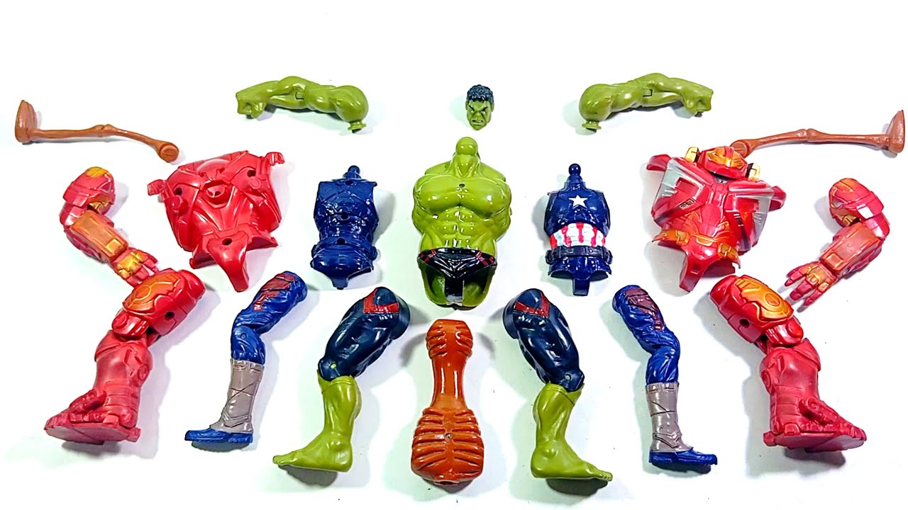 ASSEMBLE AVENGETS TOYS.. HULK SMASH vs CAPTAIN AMERICA vs HULK BUSTER vs SIREN HEAD.. 