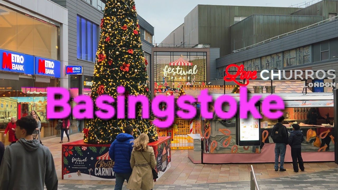 Festival Place Basingstoke England UK 4k Video HD Festive Season 🎄 Shopping  Centre Basingstoke