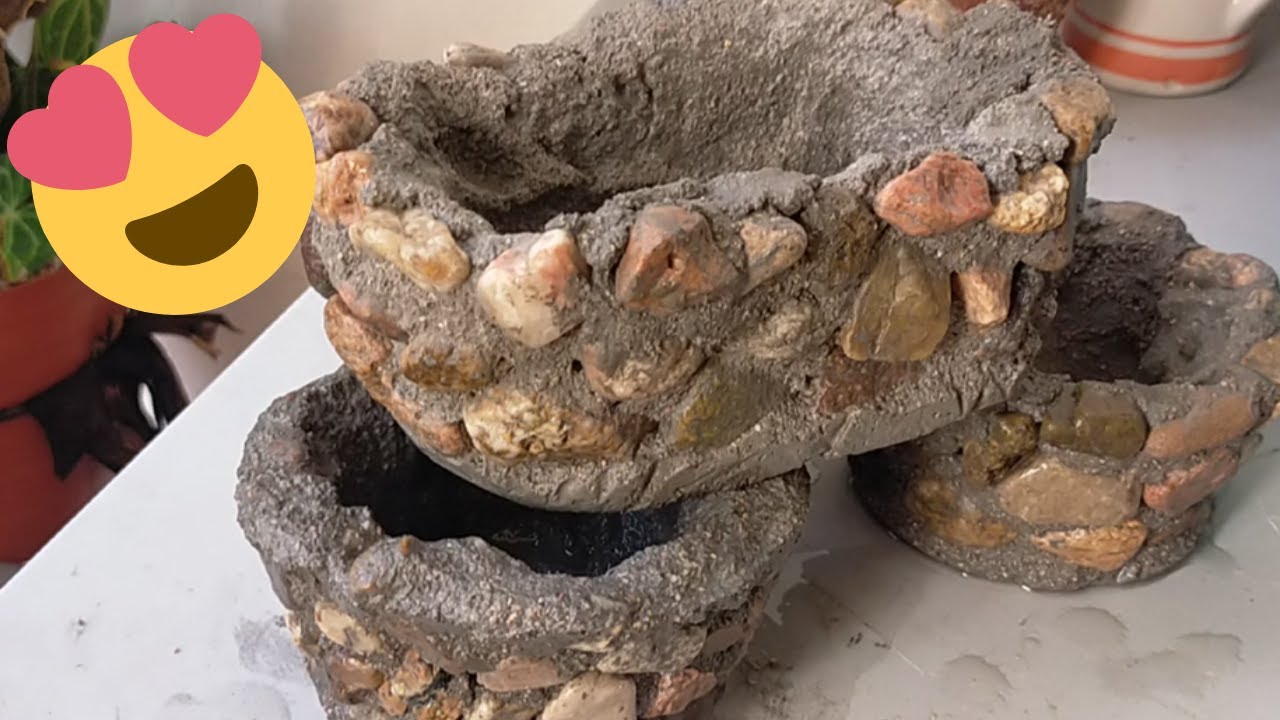 Como hacer MACETAS CON PIEDRAS DE RIO