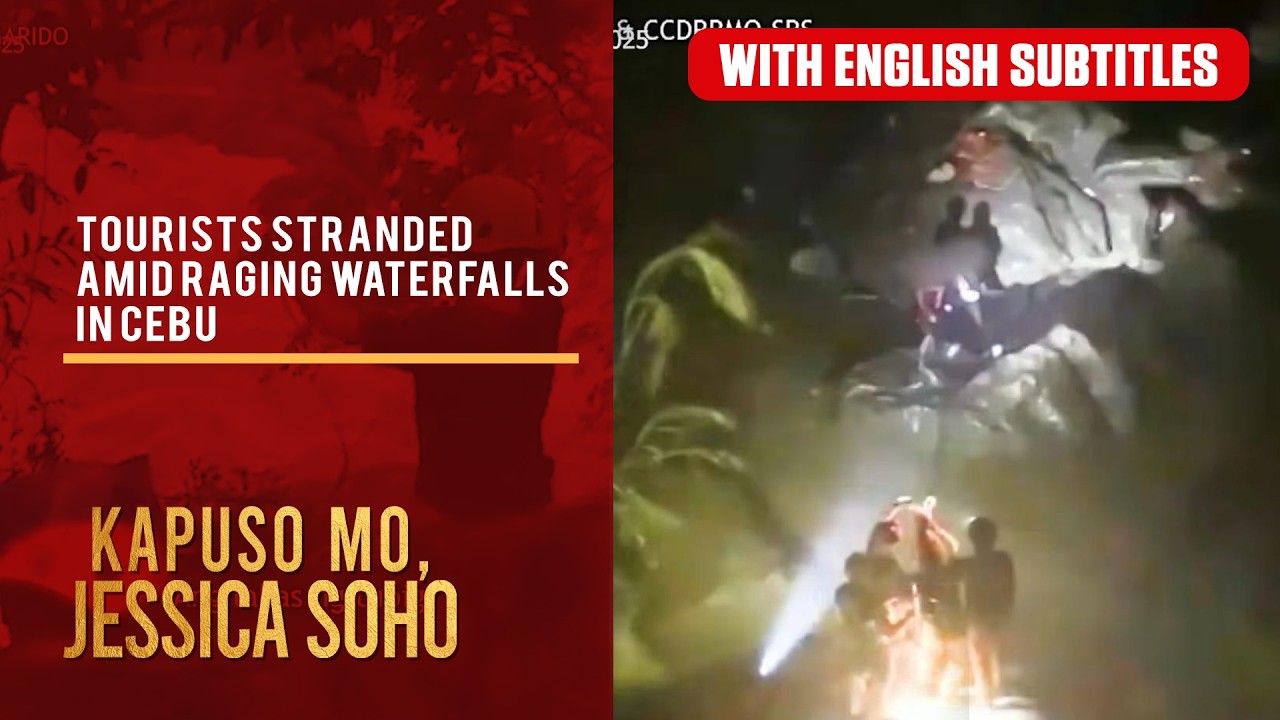 Tourists stranded amid raging waterfalls in Cebu (with English subs) | Kapuso Mo, Jessica Soho