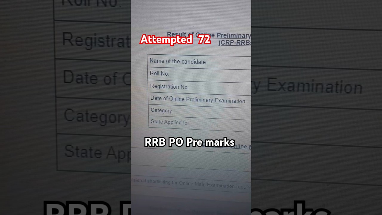 IBPS RRB PO 2024 Pre score card(99%accuracy) #ibps #sbi #ibpsrrb #rbi #bank