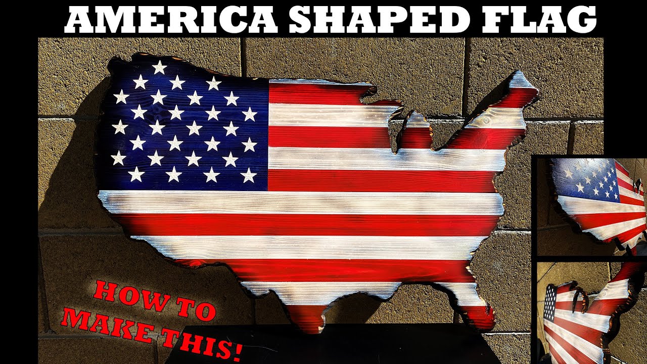 How to make an AMERICA SHAPED WOODEN AMERICAN FLAG! | DIY!
