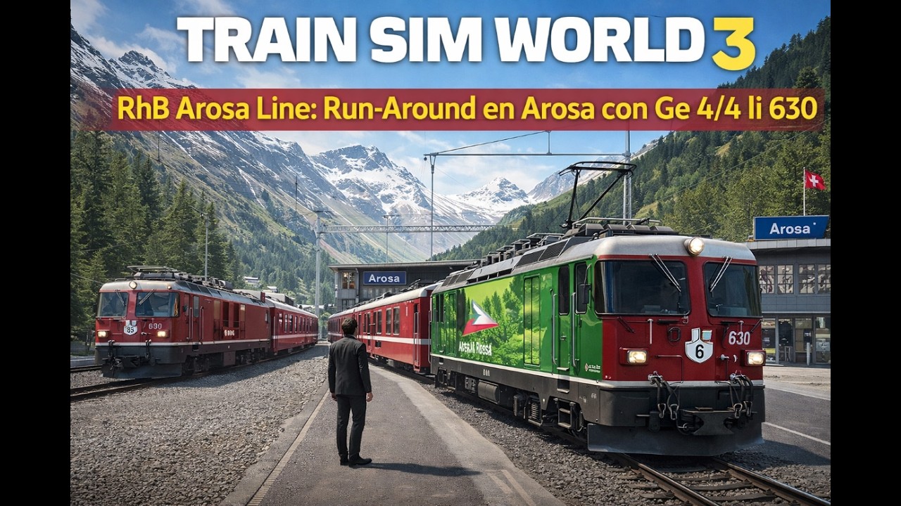 TSW3 – RhB Arosa Line: Run-Around en Arosa con Ge 4/4 II 630 (solo maniobra)