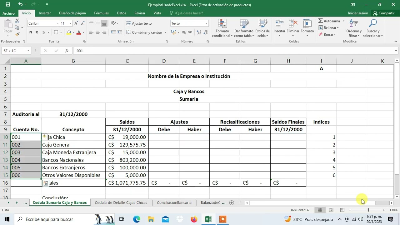 Cedulas u Hojas de Trabajo de Auditoria Sumarias y Analiticas Detalle #contabilidade #finance #finan