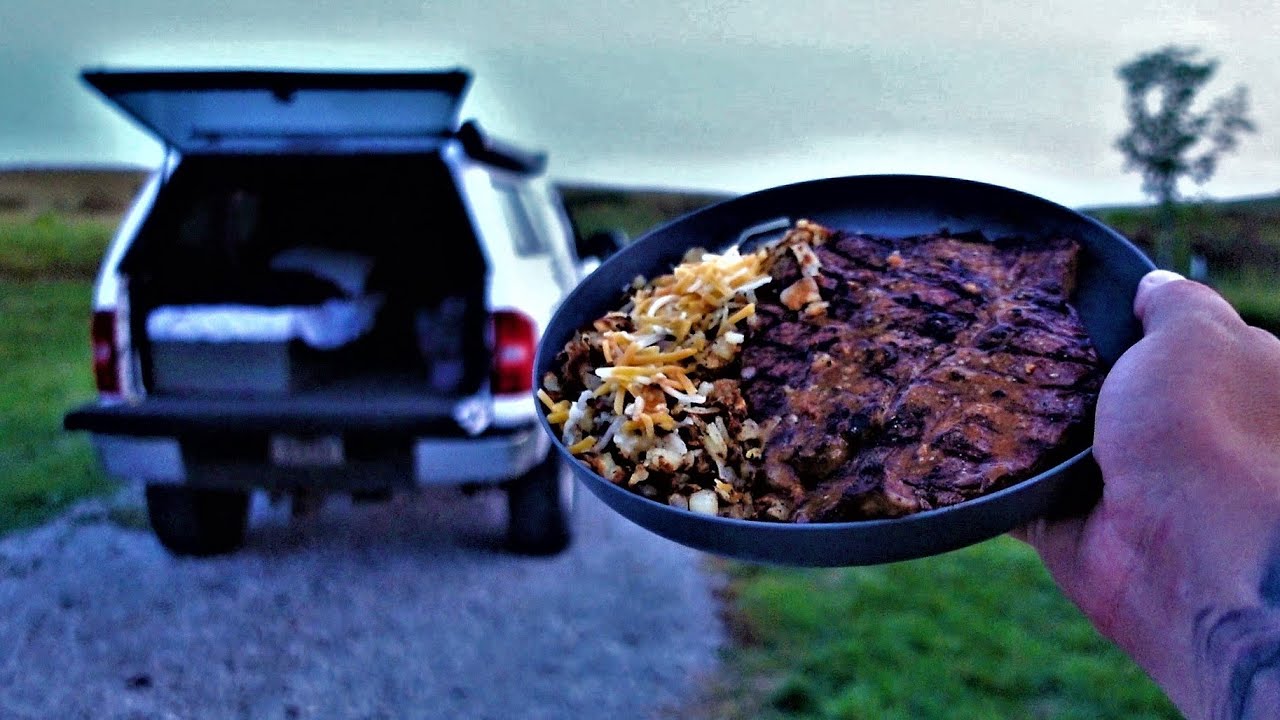 Grilled Meats And A Morning Thunderstorm - Solo Truck Camping