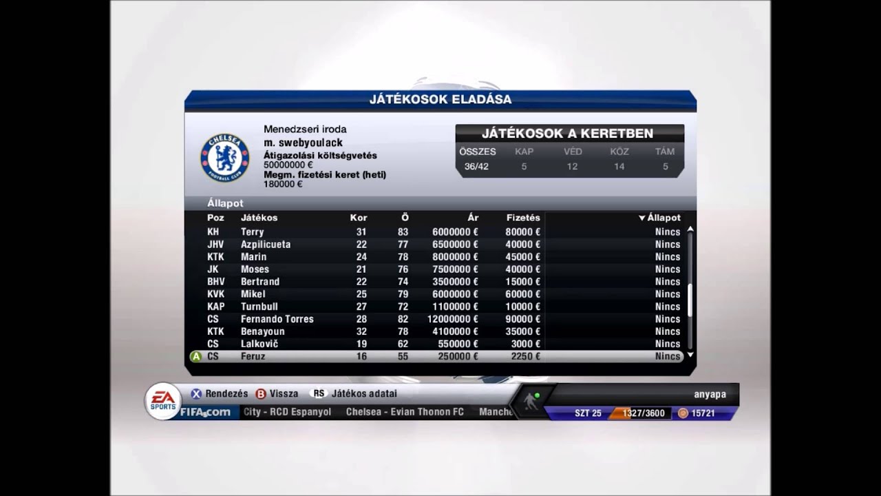 Fifa 13 Karrier mód-Chelsea 1.rész