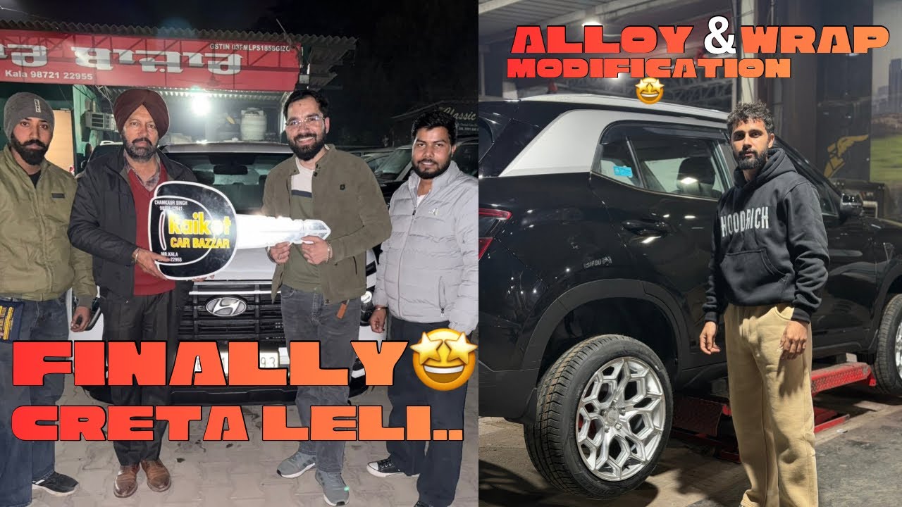 Finally New Creta Leli 😍| White to Black Wrap 😱 | Alloy Modification #NewCar #Creta #CarModification