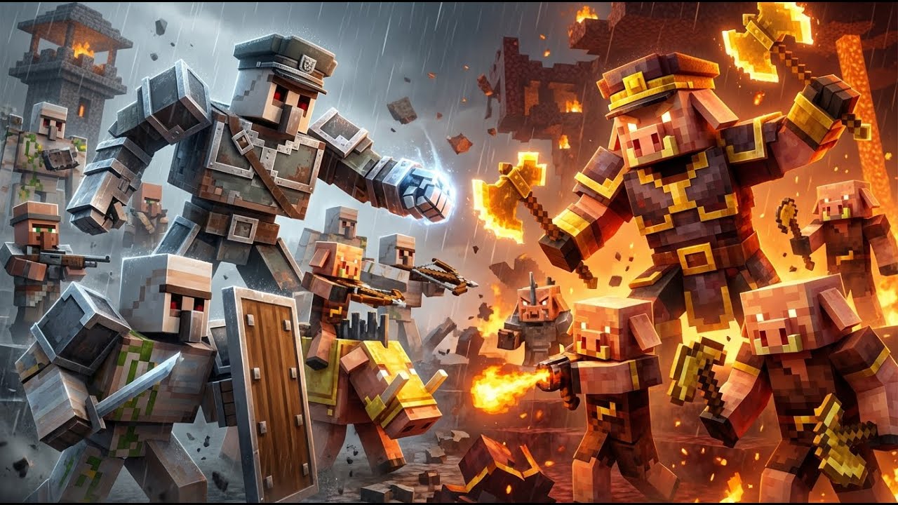 Iron Golem Army Vs Piglin Horde | Minecraft Mob Battle Animation | Episode 26