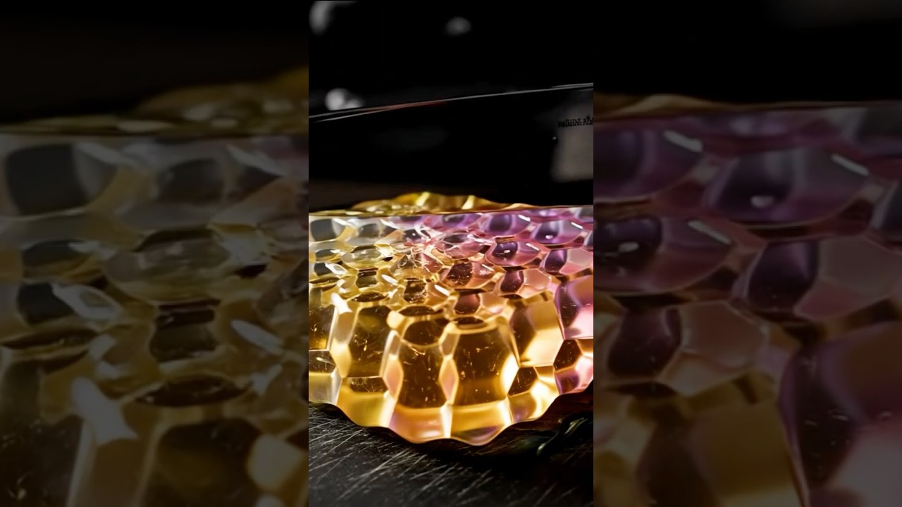 Glass Honeycomb Sliced in Half AI ASMR | Sticky Glass Honeycombs Sliced with Honey Oozing Out