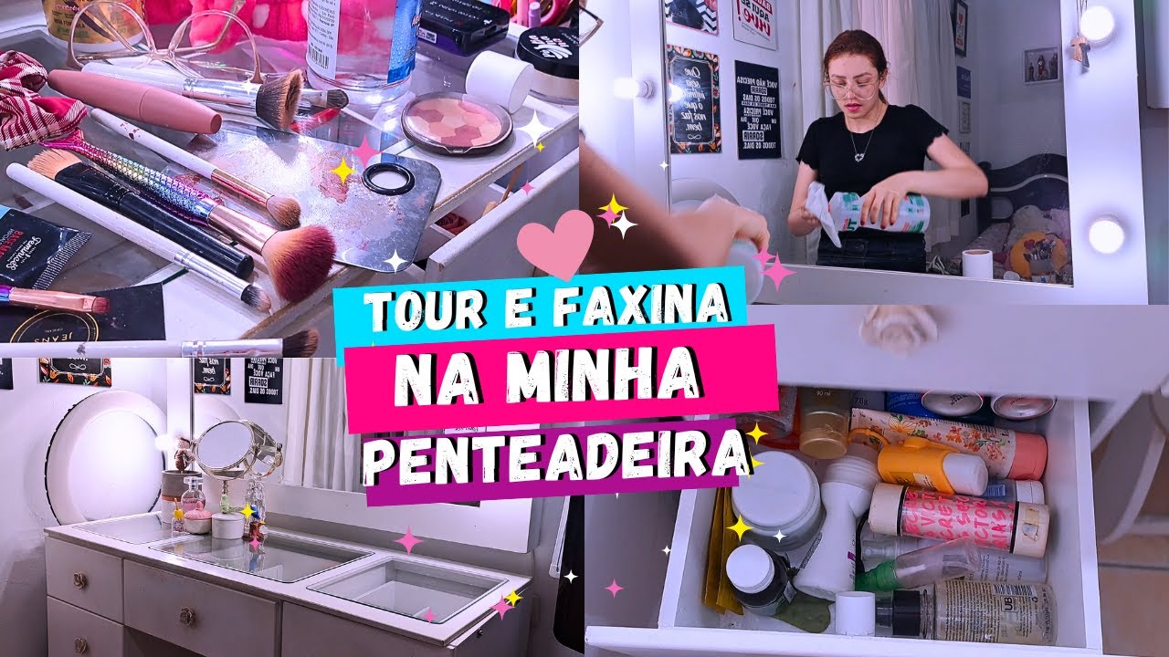 FAXINANDO E ORGANIZANDO MINHA PENTEADEIRA CAMARIM + TOUR | Débora Neves