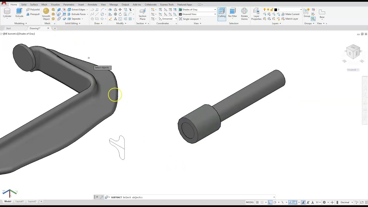 AutoCAD 3D - Loft, Revolve, and Boolean Operations