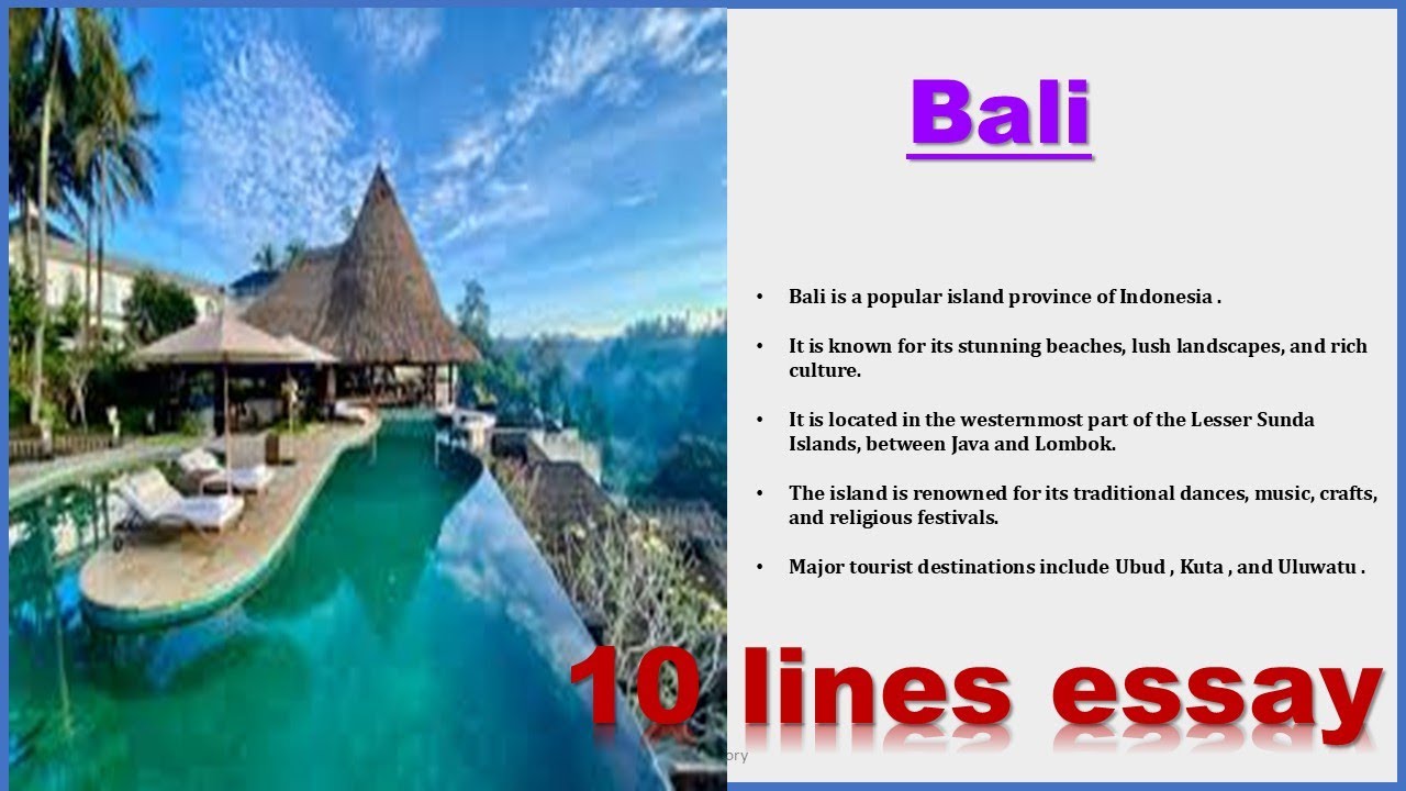Bali || 10 lines essay || 10 lines on Bali
