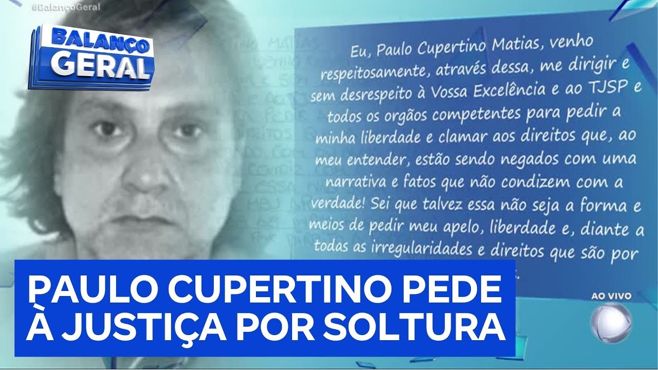 Paulo Cupertino, preso pela morte de Rafael Miguel, pede para ser solto em carta