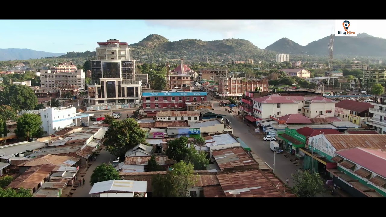 Early morning amazing aerial view of Voi town.