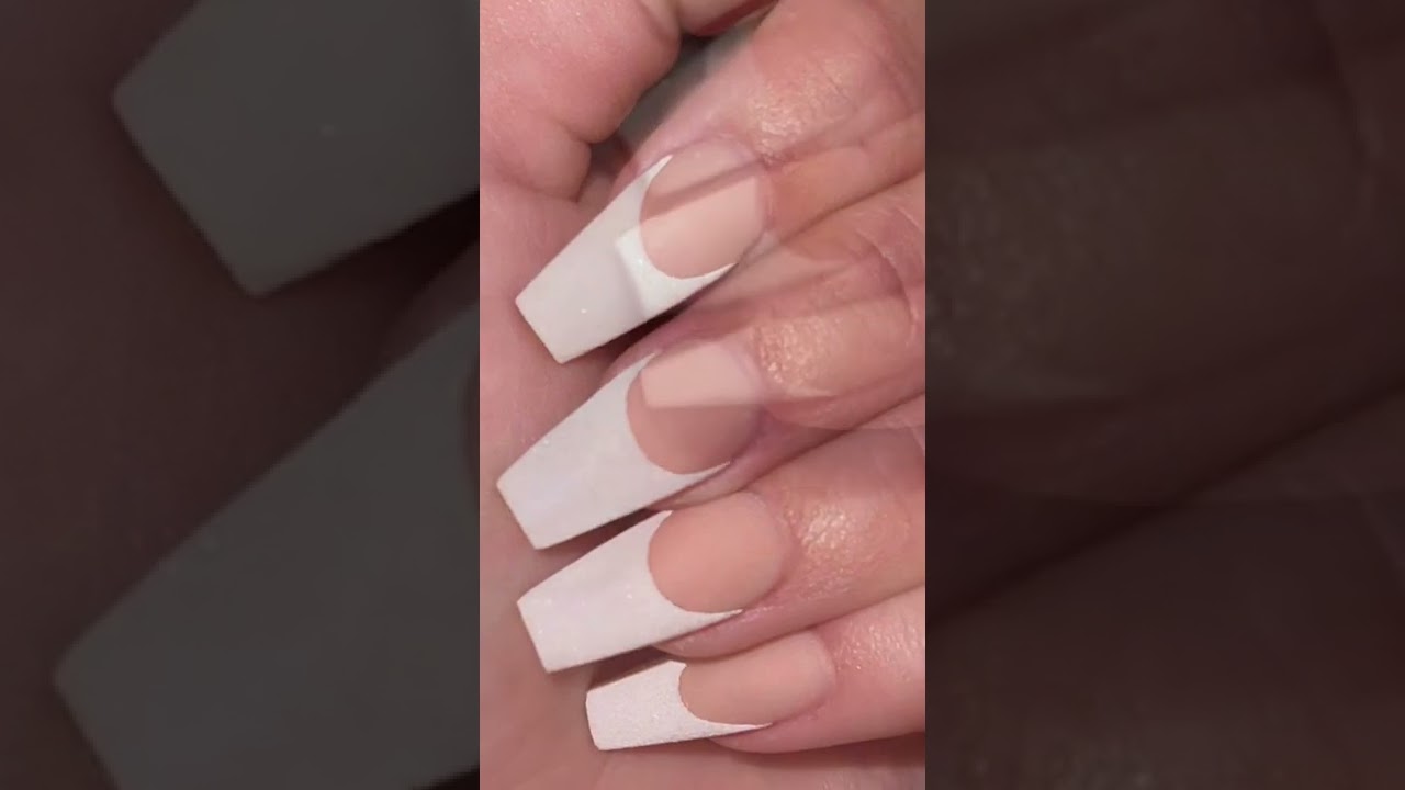 French tip long coffin shape /beautiful nails #Shorts