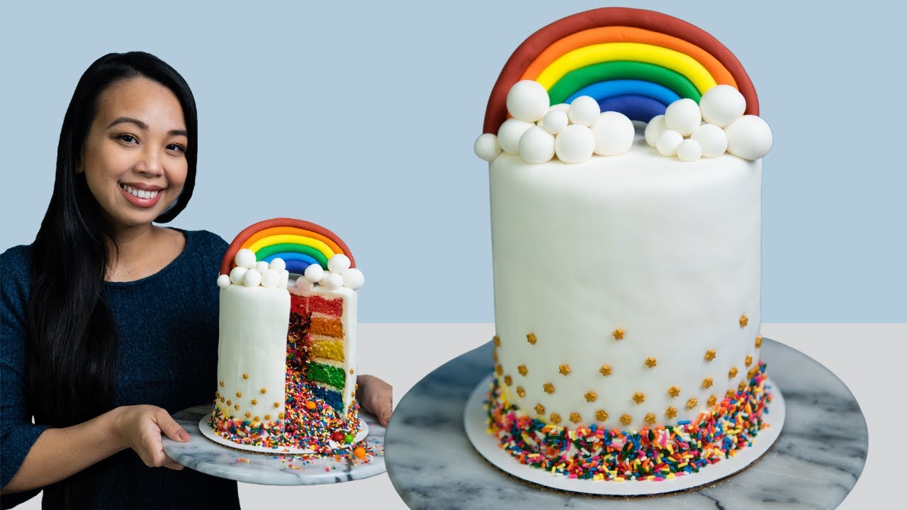 Rainbow Surprise Cake | Candy Sprinkle Explosion!