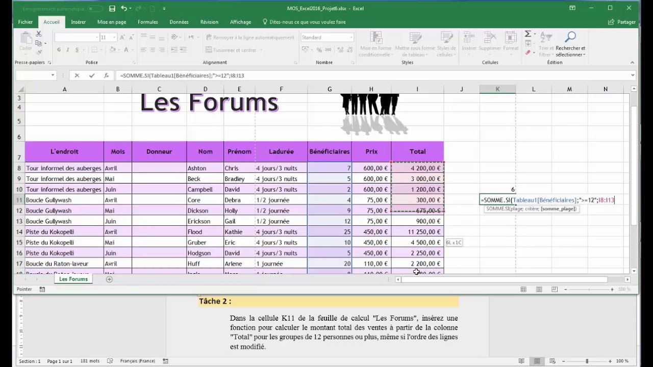MOS Excel2016 Projet6 avec Ghassane LYAKIDI