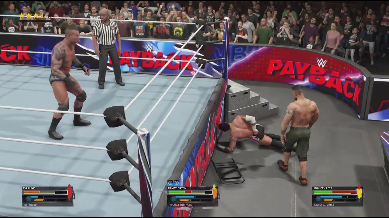 WWE 2K25 Online Triple Threat Match(Randy Orton vs. Cm Punk vs. John Cena’07)