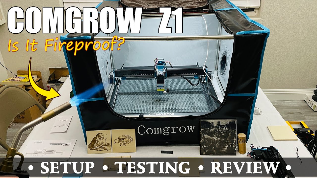 Лазерный гравер Comgrow Z1, роторный, с подачей воздуха, сотами и крышкой — полное тестирование и...