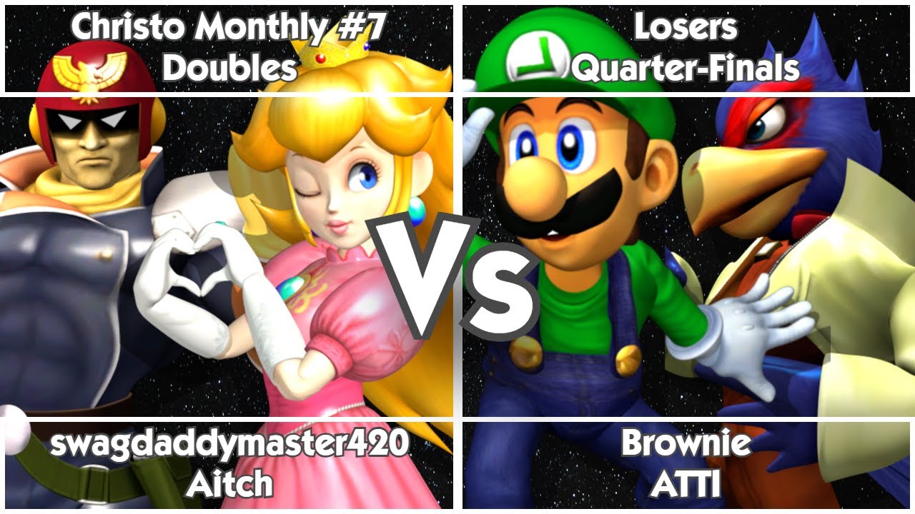 Christo Monthly #7 -  swagdaddymaster420 (Falcon) & Aitch (Peach) Vs. Brownie (Luigi) & ATTI (Falco)