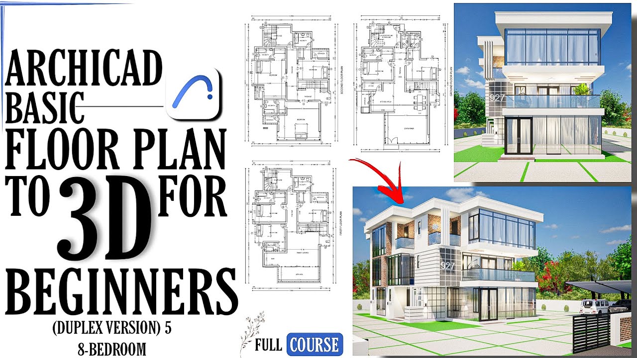 Archicad Tutorial : Basic Floor Plan To 3D For Beginners