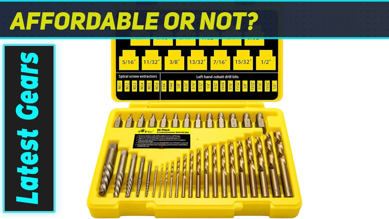 Topec 35-Piece Screw Extractor Set: BEST Damaged Screw Remover?