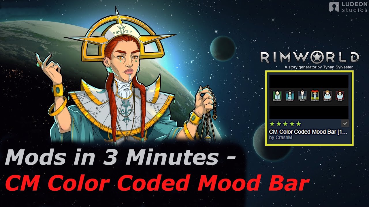 Rimworld Mods in 3 Minutes - CM Color Coded Mood Bar (by CrashM)