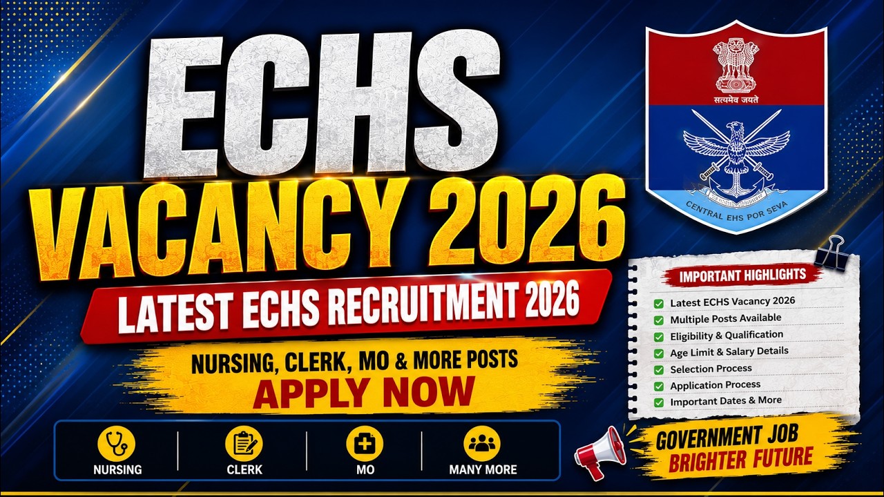 ECHS Recruitment 2026 🔥 Latest Government Job | Nursing Staff, Pharmacist, Clerk & More Vacancies