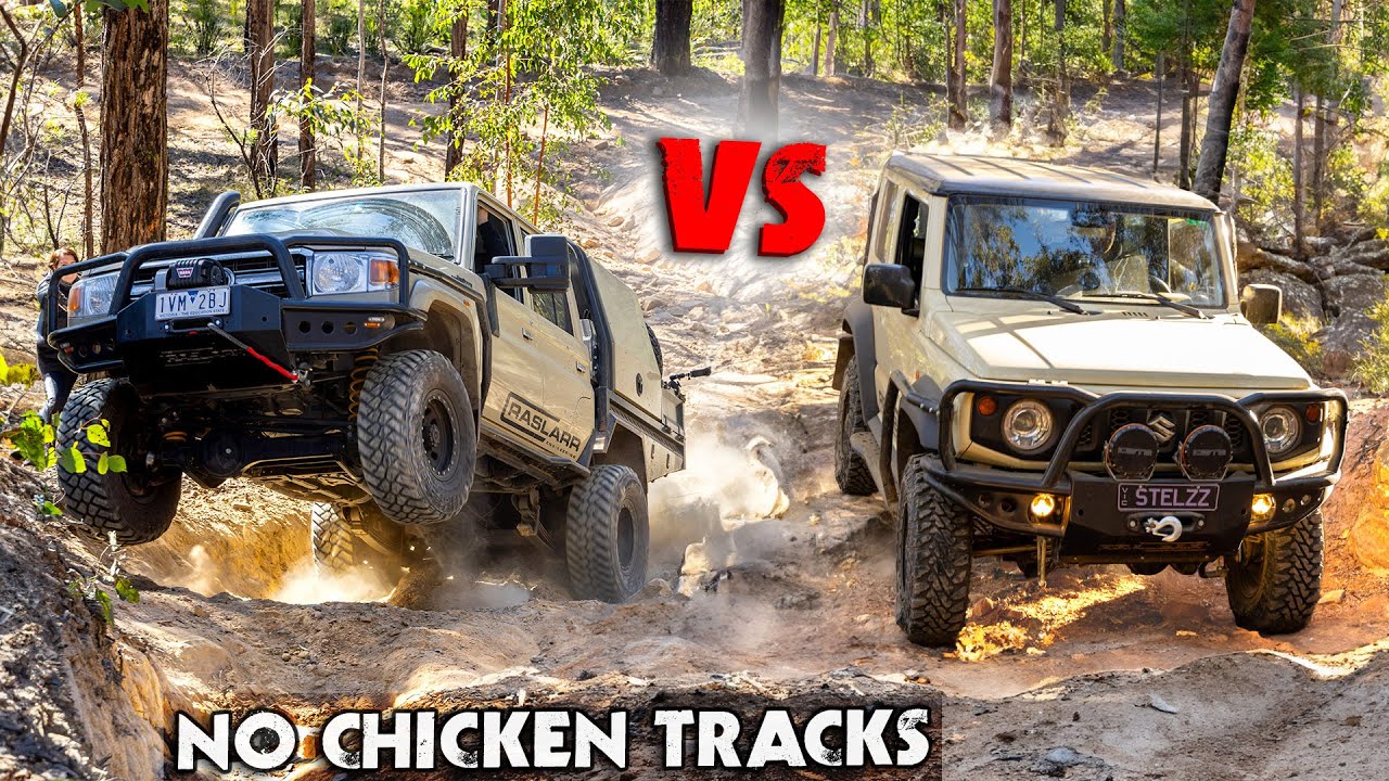 Land Cruiser 79 серии против Suzuki Jimny | Однополосная трасса на JACKHAMMER!