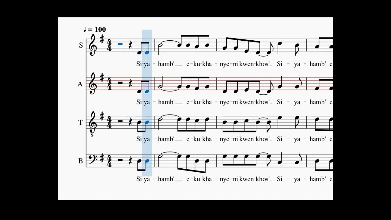 Siyahamba, alto, Zulu chorus