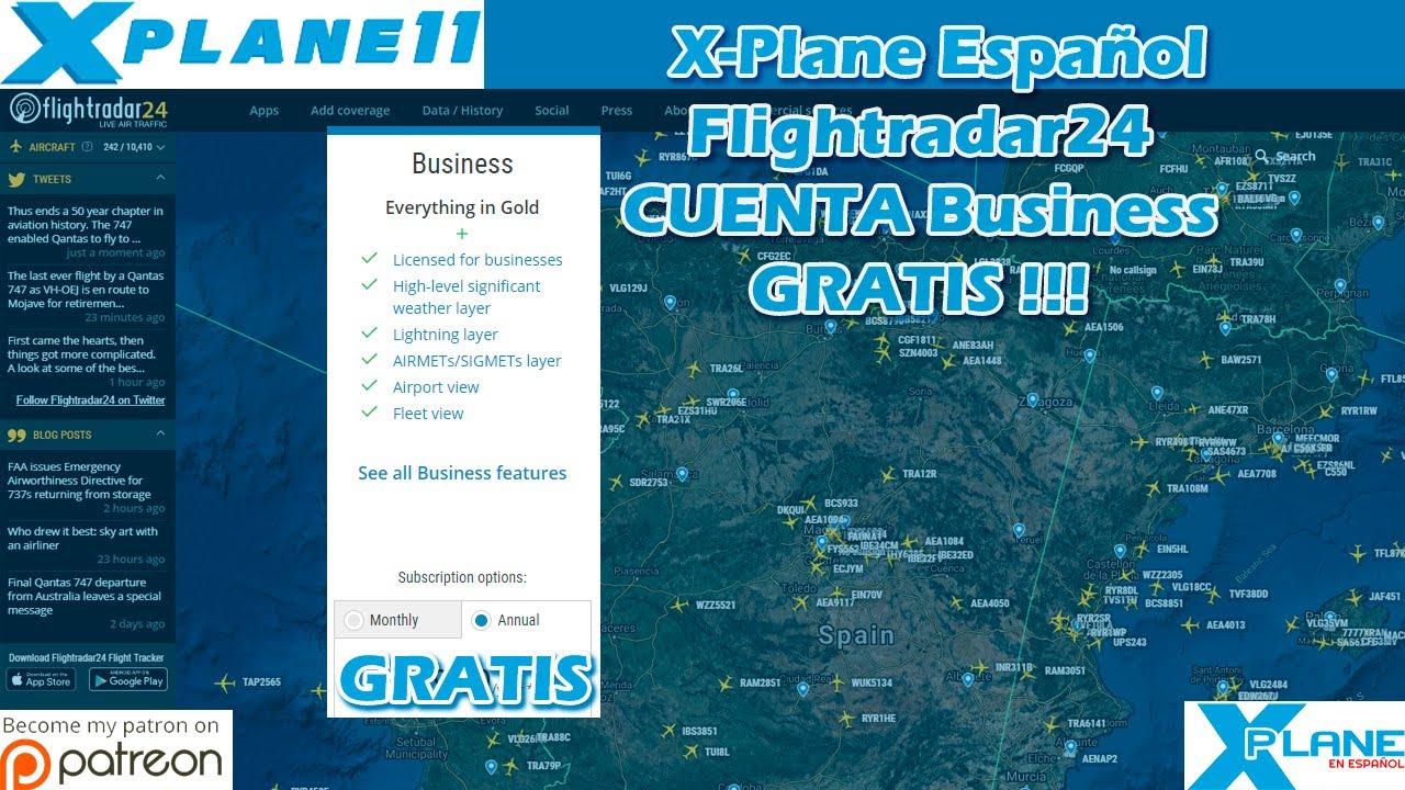 X-Plane Español | Varios | FlightRadar24 Business GRATIS (free)